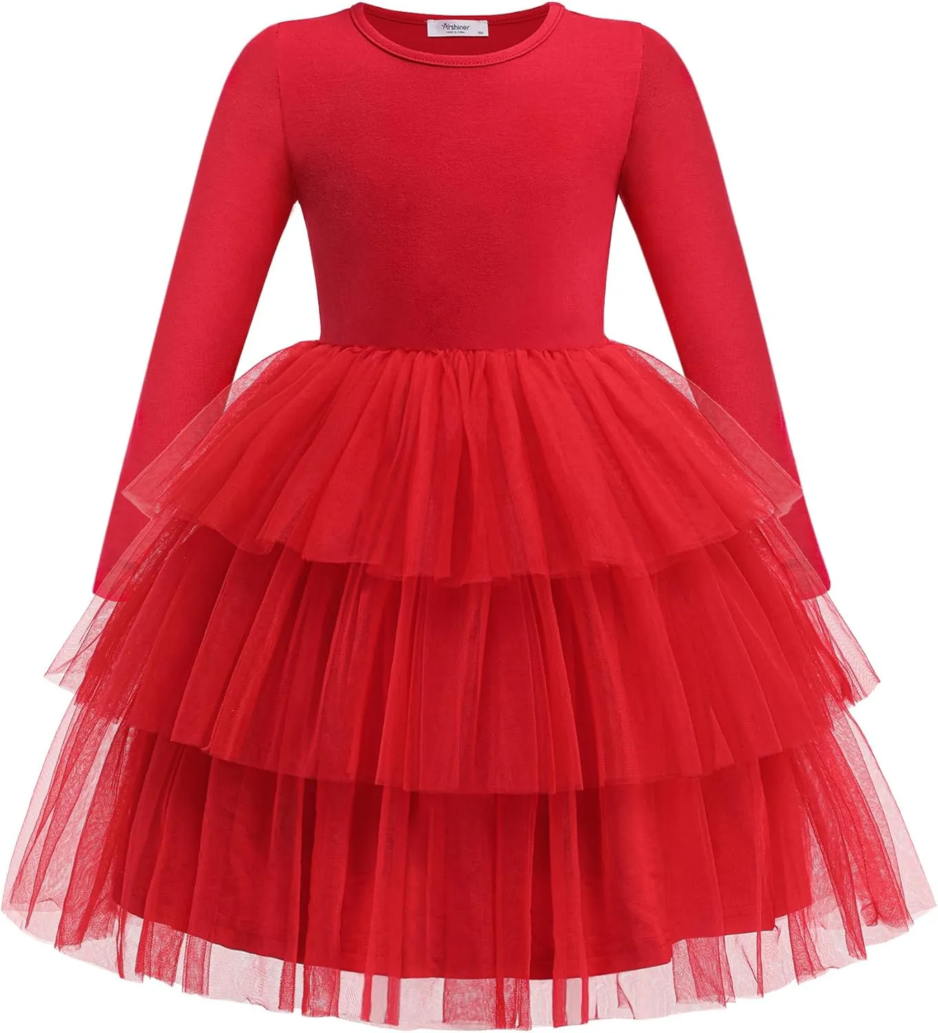 Arshiner Toddler Tutu Dress Girls Long Sleeve Tiered Formal Tulle Dresses