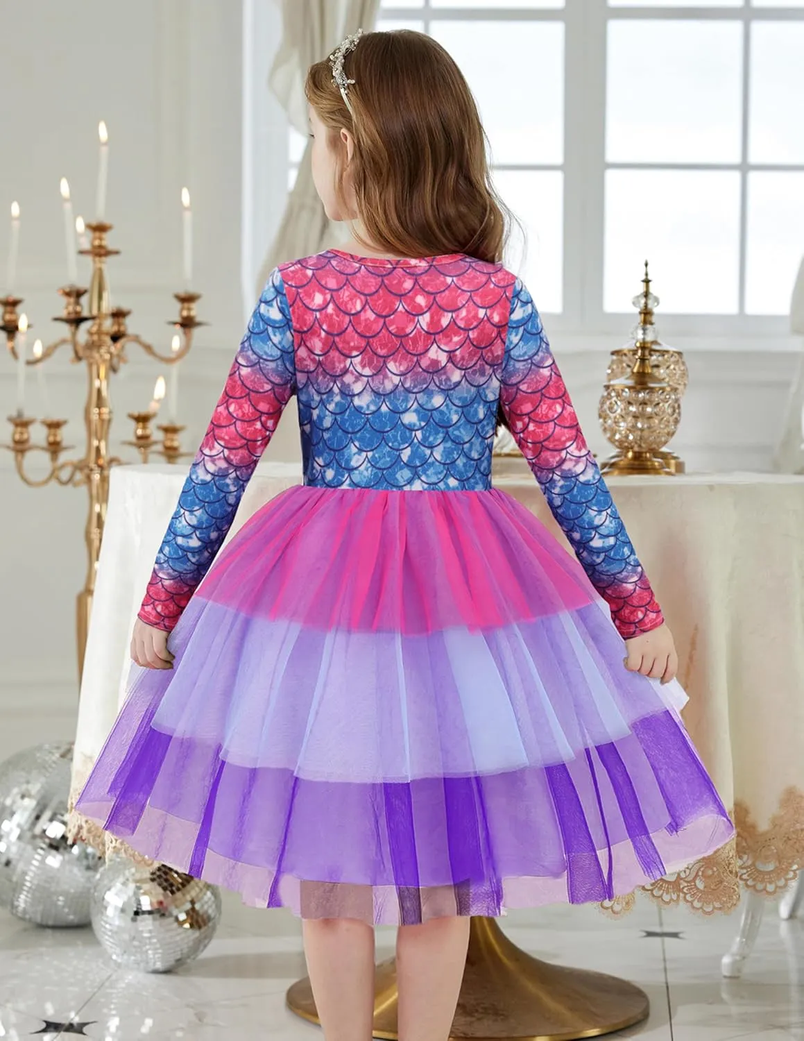 Arshiner Toddler Tutu Dress Girls Long Sleeve Tiered Formal Tulle Dresses