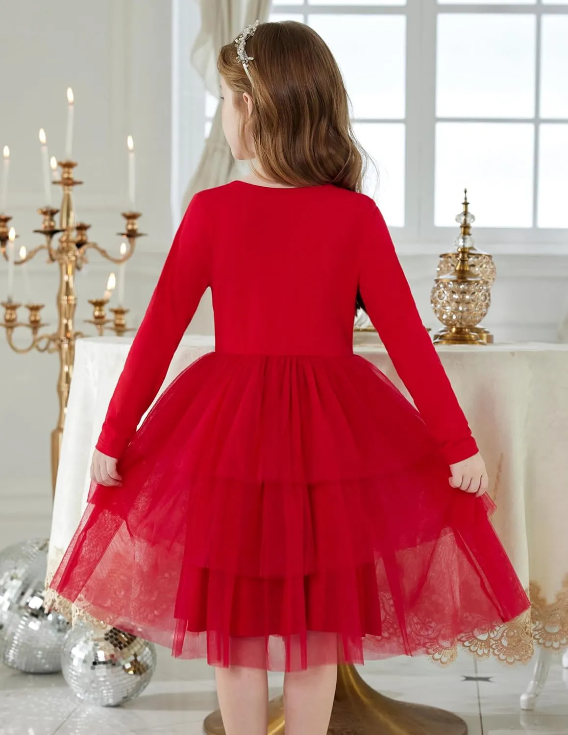 Arshiner Toddler Tutu Dress Girls Long Sleeve Tiered Formal Tulle Dresses