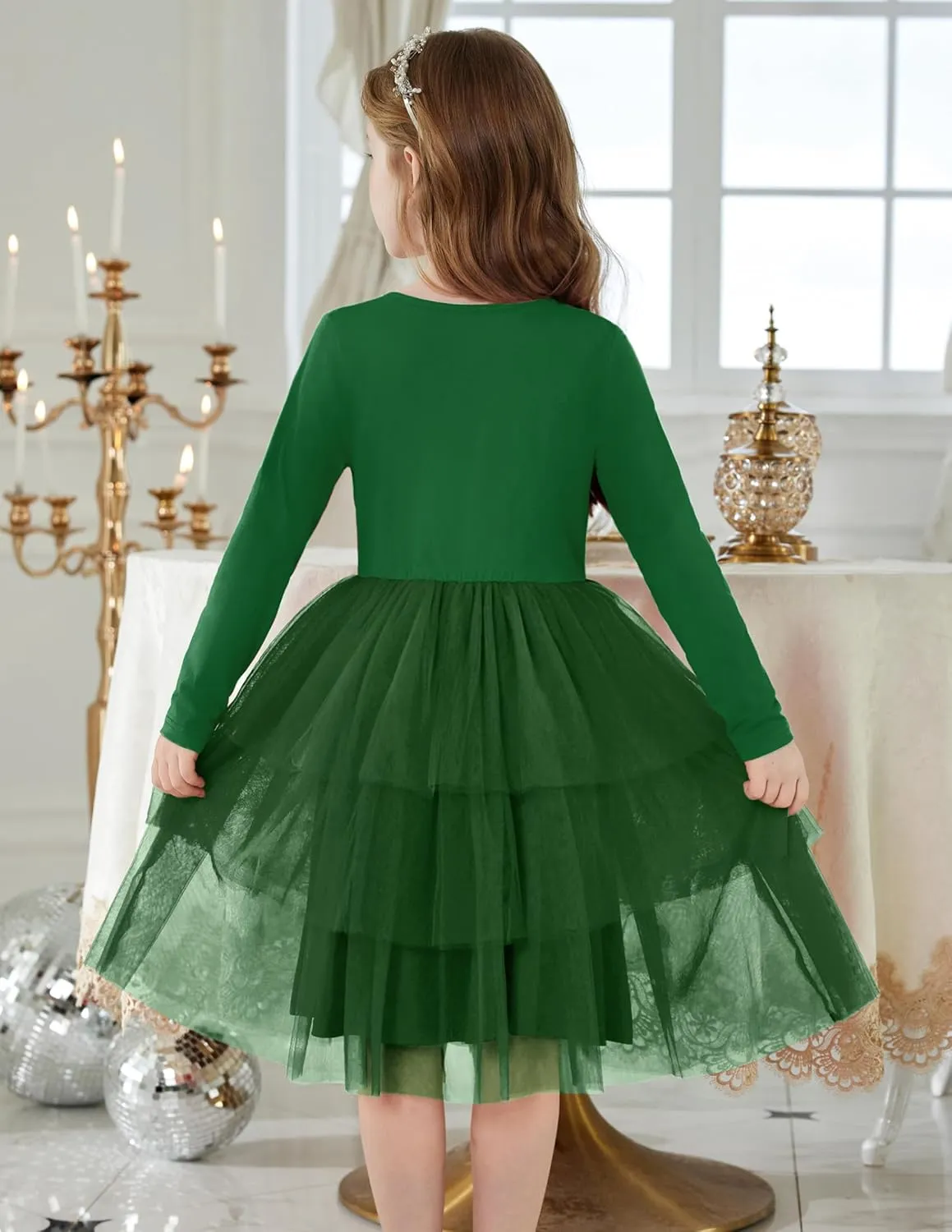 Arshiner Toddler Tutu Dress Girls Long Sleeve Tiered Formal Tulle Dresses