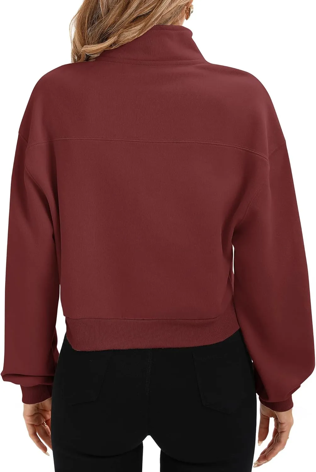 Artfish Women's Pullover Cropped Hoodies Casual Fleece Lined Half Zipper Long Sleeves Sweatshirts