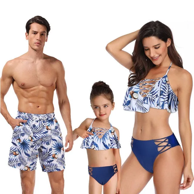 Ashoreshop family matching swimwear beachwear mommy Daddy and me swimsuit