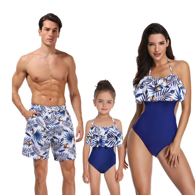 Ashoreshop family matching swimwear beachwear mommy Daddy and me swimsuit