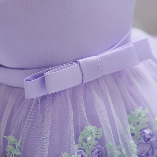 Baby Girls/ Toddler 3D Flowers Birthday Dress Kids Pageant Prom Party Wedding Dresses for Little Girls