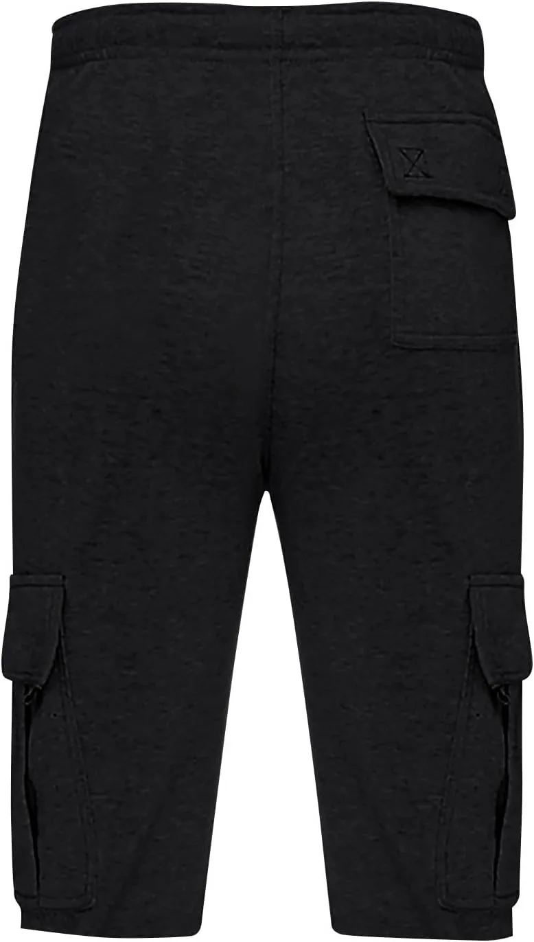 Baggy Cargo Shorts for Men Casual Drawstring Waist Sweat Shorts Lightweight Comfy Summer Shorts with Multi Pockets
