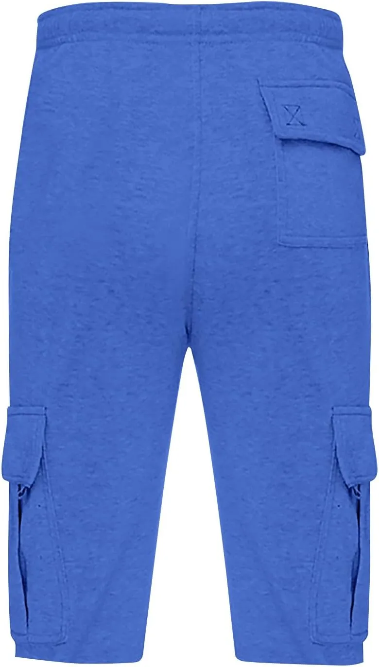 Baggy Cargo Shorts for Men Casual Drawstring Waist Sweat Shorts Lightweight Comfy Summer Shorts with Multi Pockets