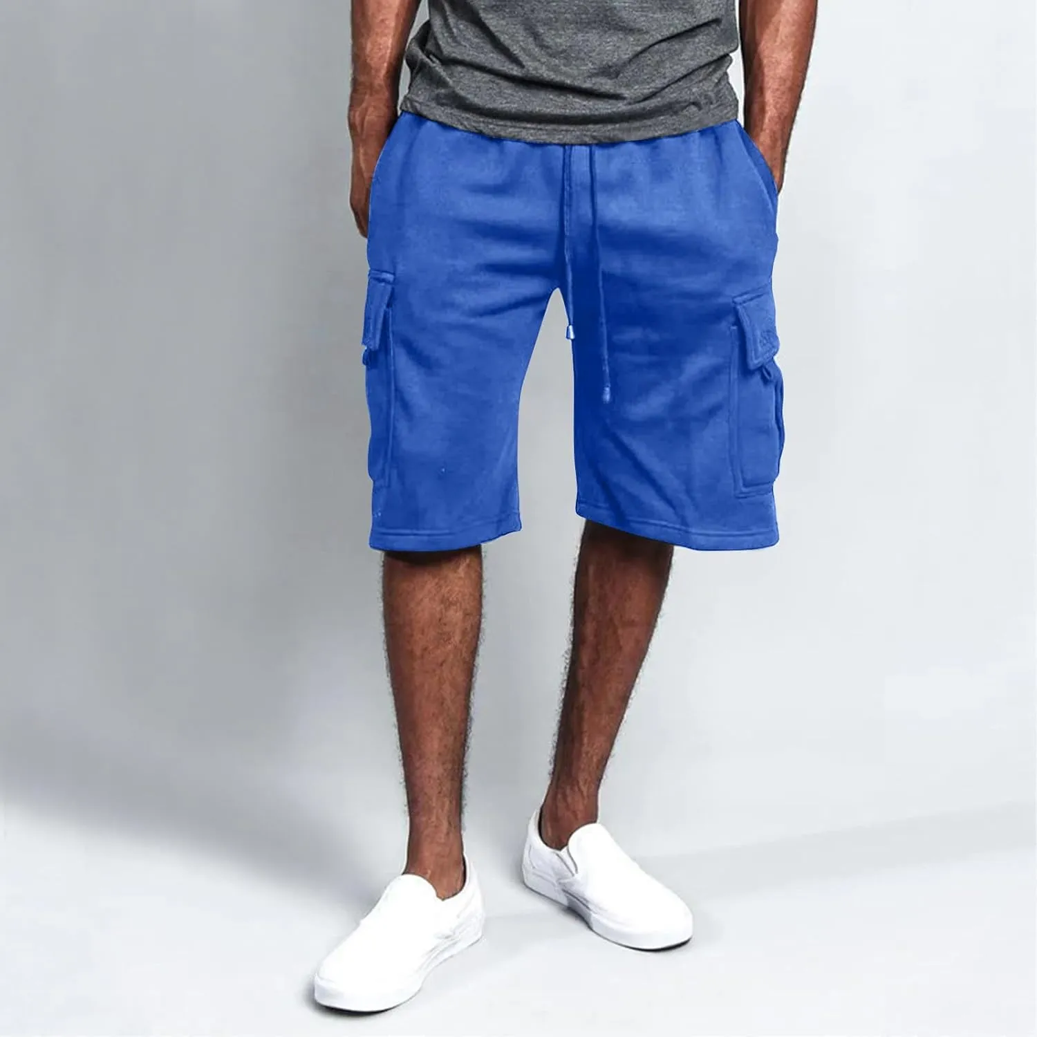Baggy Cargo Shorts for Men Casual Drawstring Waist Sweat Shorts Lightweight Comfy Summer Shorts with Multi Pockets