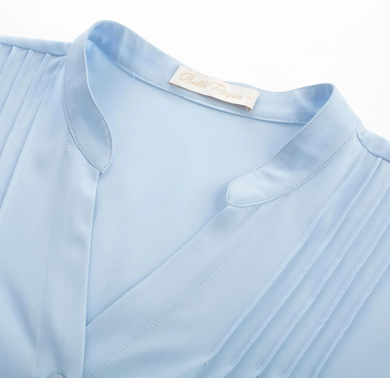 Belle Poque Womens Button Down Short Sleeve Blouses V Neck Pleated Dress Shirts Ladies Dressy Blouses Summer Casual