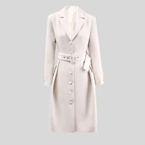 Belted Long Sleeve Trench Coat - Beige