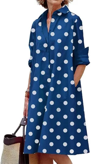 Bengbobar Womens Cotton Linen Shirt Dress Spring Summer Button-Down Linen V Neck Dress Loose A-Line Midi Shift Tunic Dress