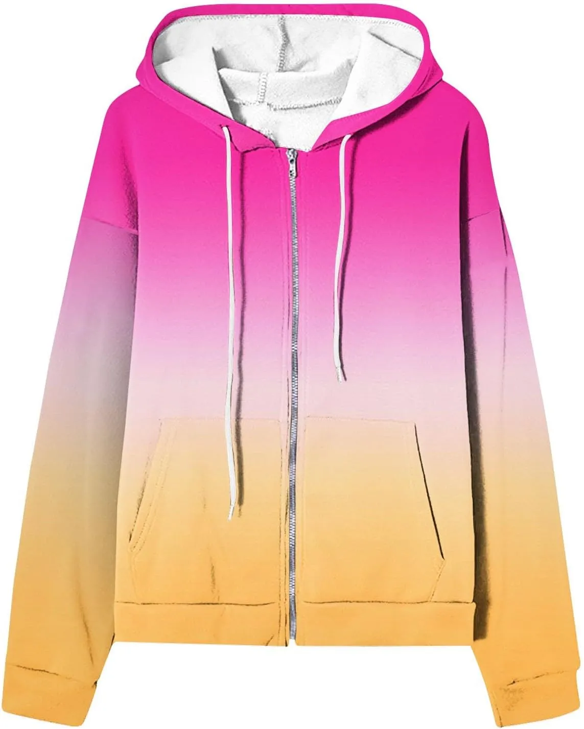 Bidobibo Y2K Zip Up Hoodie Plus Size Tunic Sweatshirt Oversize Fleece Jacket with Pockets Women's Lightweight Jackets Dressy