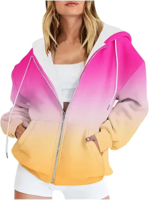 Bidobibo Y2K Zip Up Hoodie Plus Size Tunic Sweatshirt Oversize Fleece Jacket with Pockets Women's Lightweight Jackets Dressy