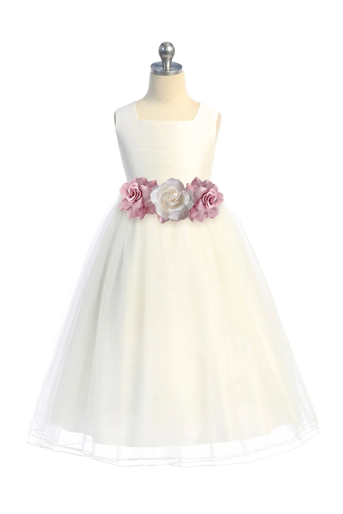 Big Girls Ivory Poly Silk Tulle Plus Size Dress 16.5-20.5