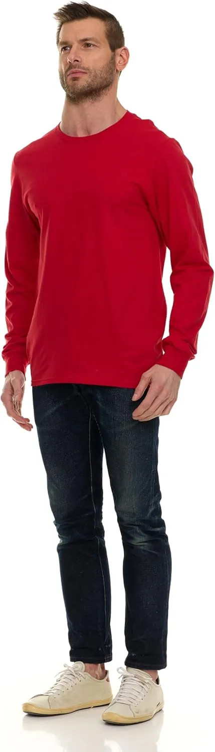 BILLIONHATS Mens Long Sleeve Colorful T-Shirts, 100% Cotton - Crew Neck Bulk Tees for Men, Wholesale Sleeved Tshirt Packs