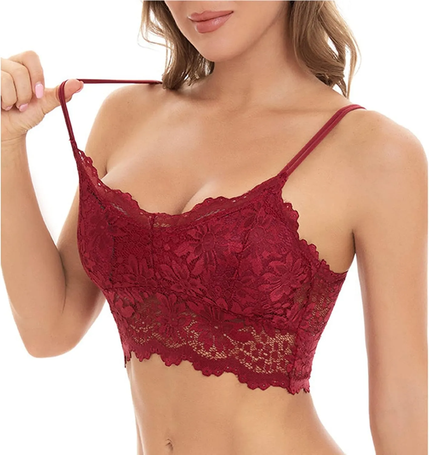 Binmer Lace Bralettes for Womens Half Cami Tank Sexy Adjustable Spaghetti Strap Camisoles Teen Girl Going Out Crop Tops
