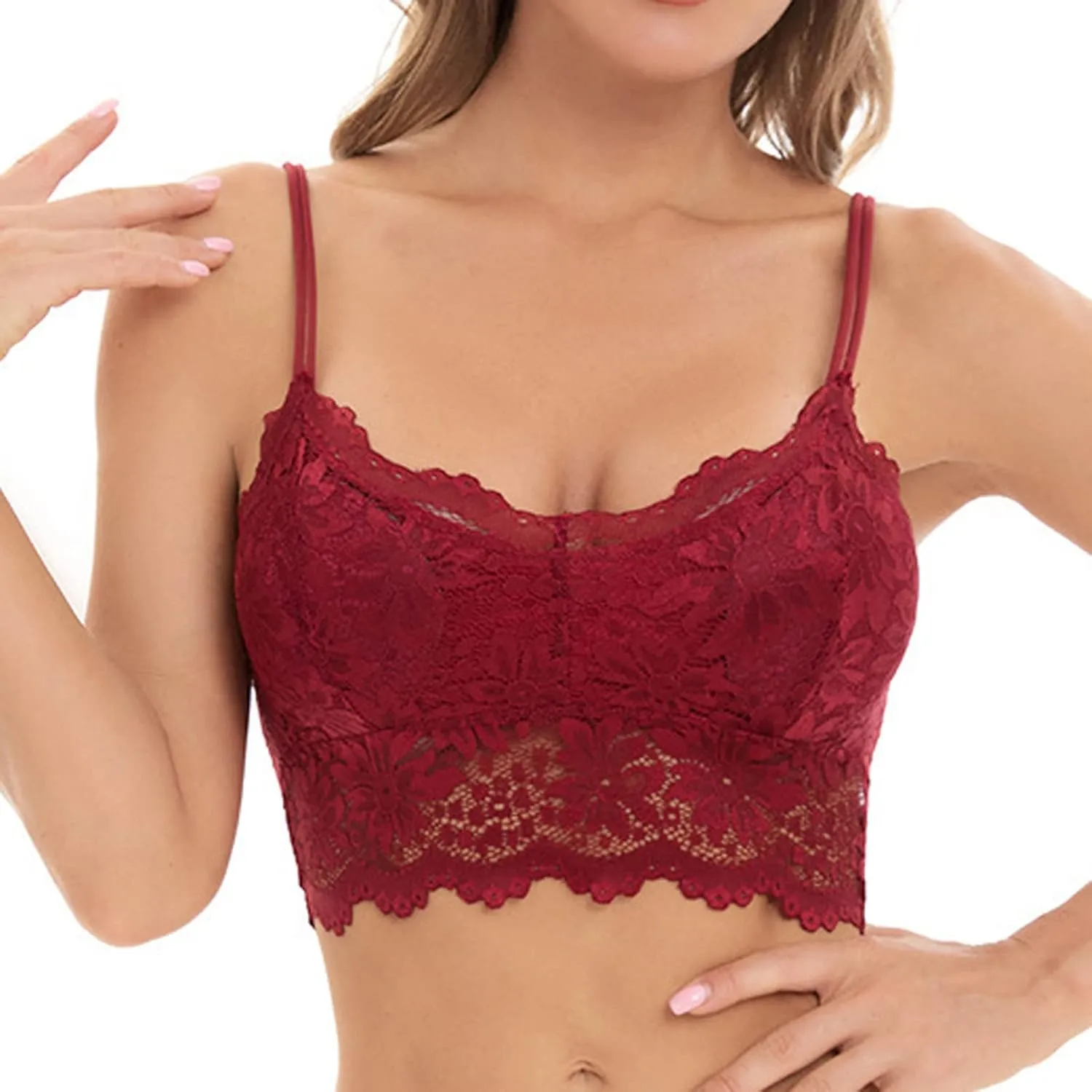 Binmer Lace Bralettes for Womens Half Cami Tank Sexy Adjustable Spaghetti Strap Camisoles Teen Girl Going Out Crop Tops