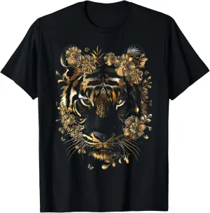 Black And Gold Striped Tiger Funny Graphic Tees T-Shirt
