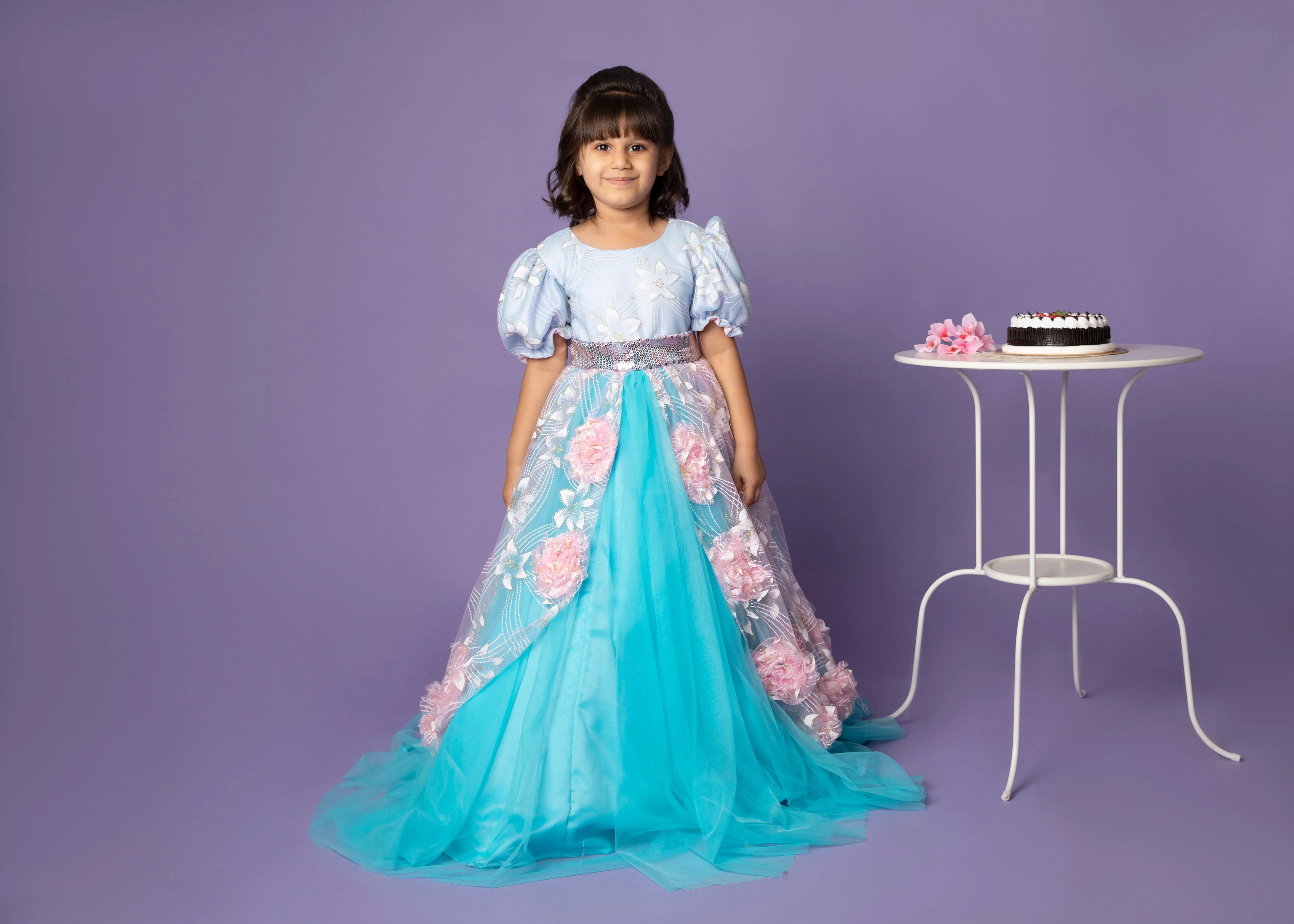 Blue & Pink Ultimate Princess Look Party Gown