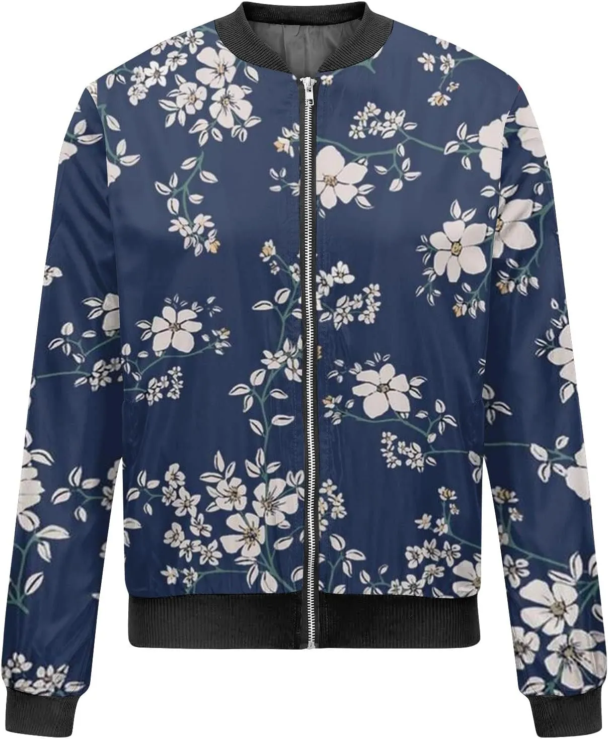 Bomber Jacket Gifts for Women Fashion Floral Pattern Coat Lightweight Zip Up Outwears Fall Winter Heated Jacket