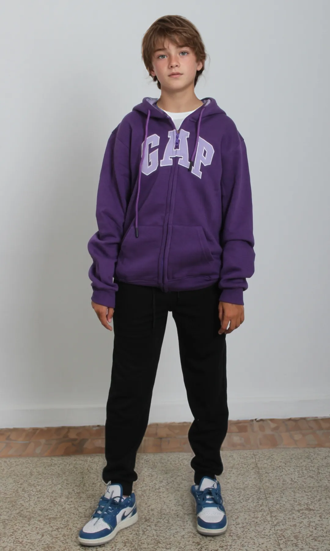 Boys Arch Logo Hoodie Zip-Up (Purple)