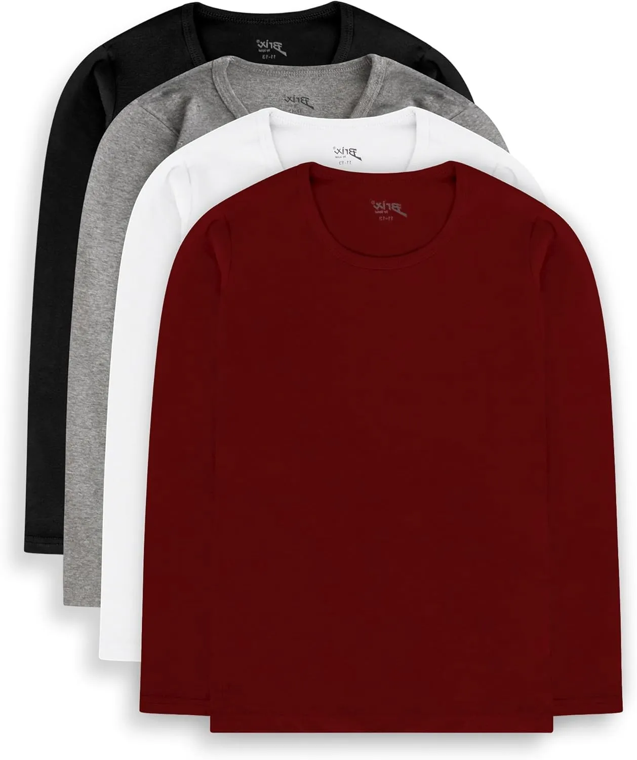Brix Boys' Long Sleeve Tees - Tagless Crewneck Cotton Soft 4-pk Shirts. 2-20