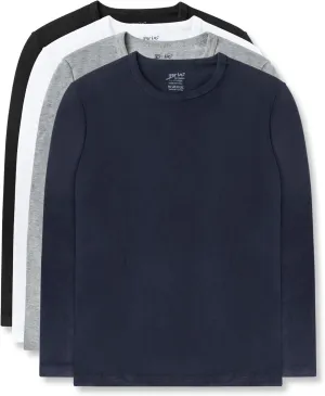 Brix Boys' Long Sleeve Tees - Tagless Crewneck Cotton Soft 4-pk Shirts. 2-20