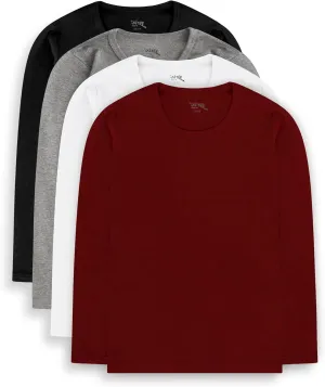 Brix Boys' Long Sleeve Tees - Tagless Crewneck Cotton Soft 4-pk Shirts. 2-20
