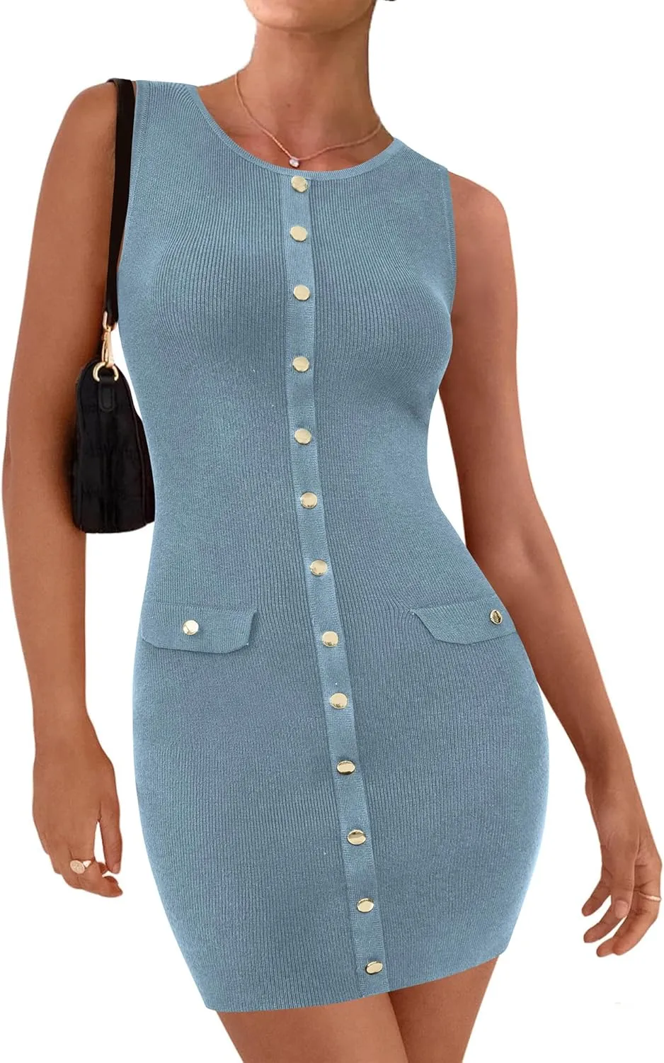 BTFBM Womens Short Bodycon Dress Summer 2025 Crewneck Sleeveless Knit Trendy Tight Fitted Wedding Going Out Dresses