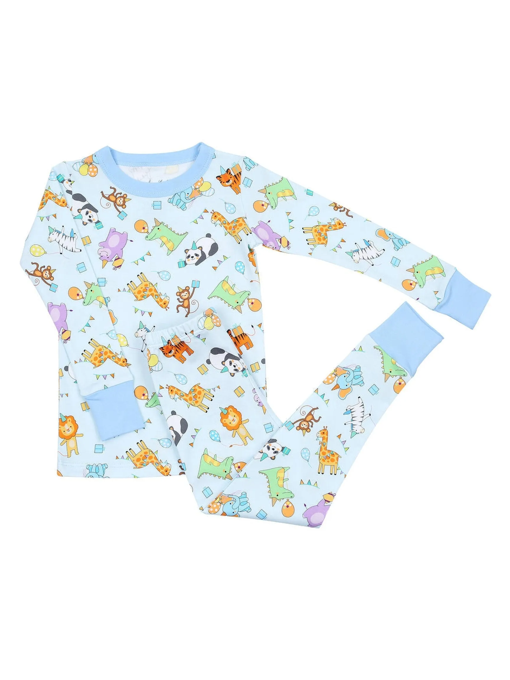 Cake, Presents, Party Long Pajamas - Blue