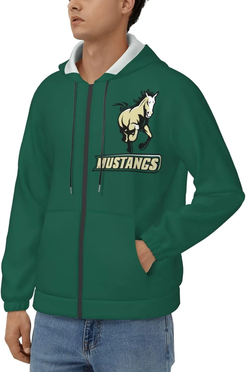 Cal Poly Mustangs Men'S Zip Up Hoodies With Pocket Hooded Sweatshirts