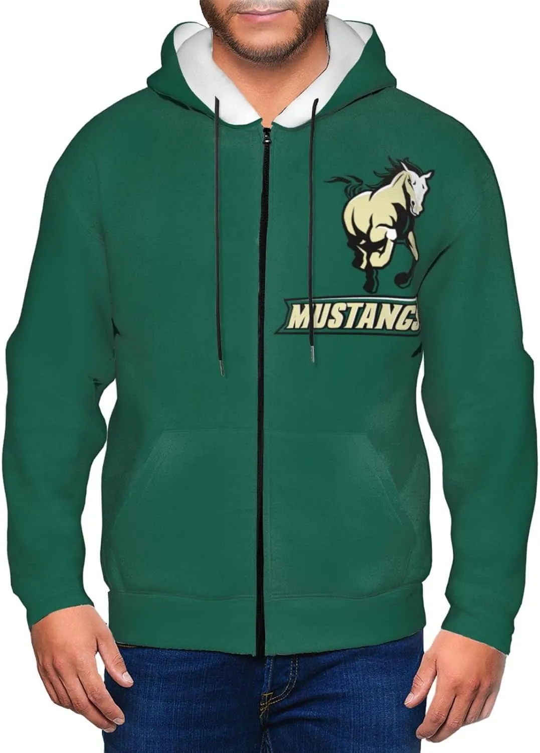 Cal Poly Mustangs Men'S Zip Up Hoodies With Pocket Hooded Sweatshirts
