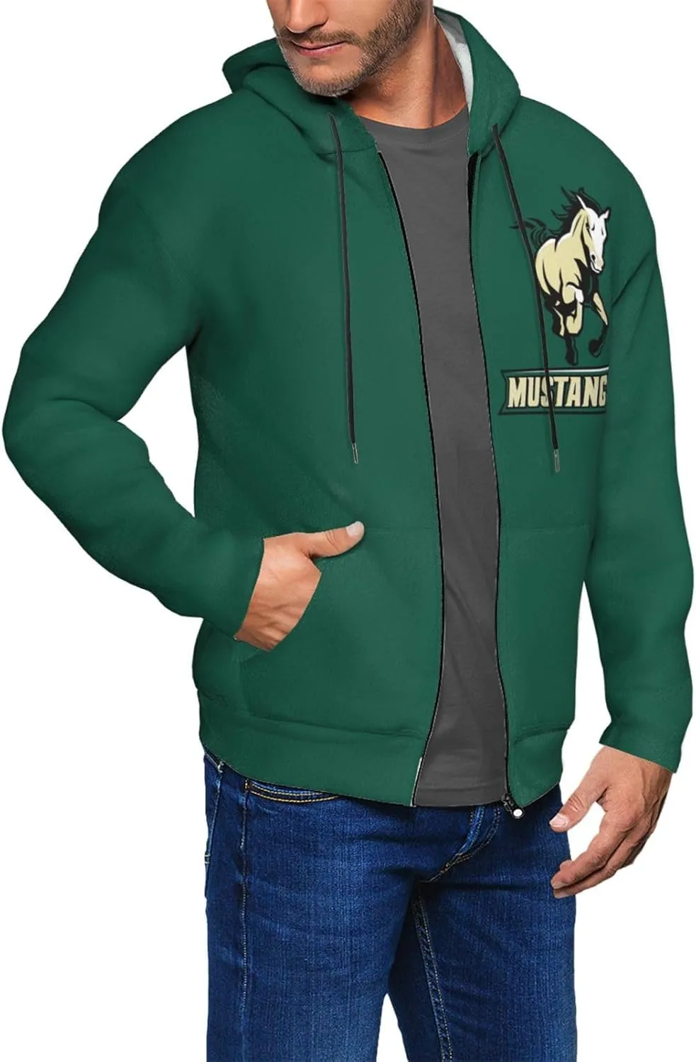 Cal Poly Mustangs Men'S Zip Up Hoodies With Pocket Hooded Sweatshirts