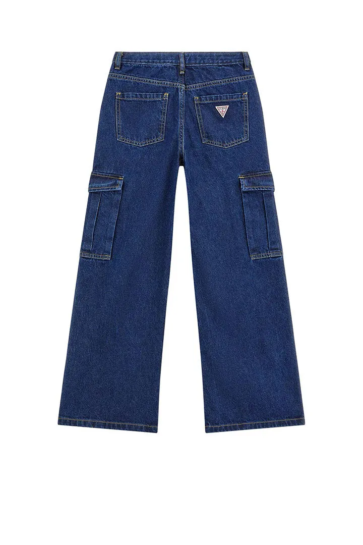CALÇAS DE GANGA DENIM CARGO PANTS GUESS KIDS