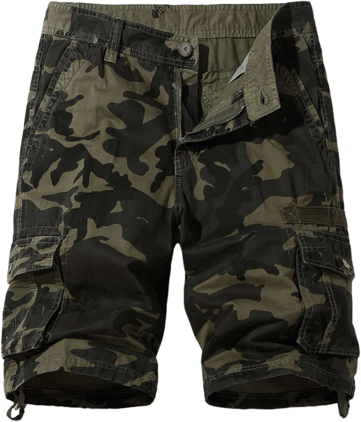 Camo Cargo Shorts for Men Cotton Casual Knee Length Relaxed-Fit Hiking Shorts Stretch Multi-Pockets Workout Short