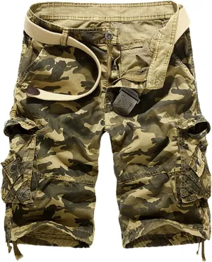 Cargo Short for Men,Relaxed Fit Camo Shorts,Outdoor Hiking Casual Work Bermuda Short Knee Length with Multi Pockets Khaki 38