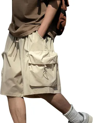 Cargo Shorts for Men Baggy Wide Leg Lightweight Multi-Pocket Hiking Short Big and Tall Drawstring Waist Outdoor Short