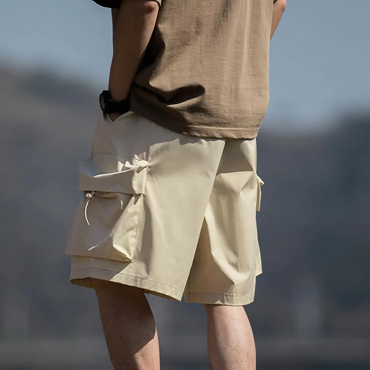 Cargo Shorts for Men Baggy Wide Leg Lightweight Multi-Pocket Hiking Short Big and Tall Drawstring Waist Outdoor Short