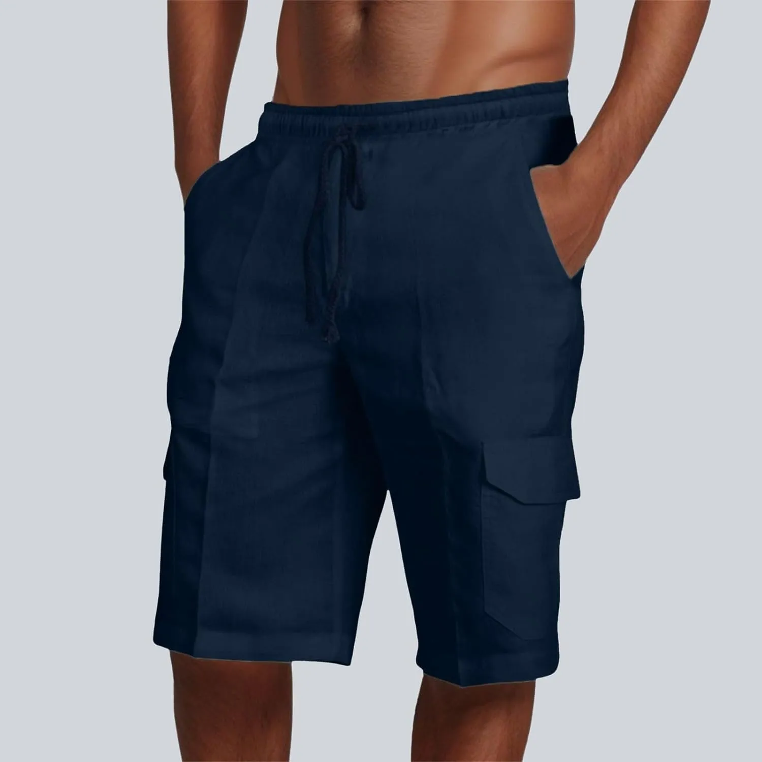 Cargo Shorts for Men Big and Tall Elastic Waist Lightweight Summer Shorts Stretch Baggy Outdoor Hiking Pants with Pockets