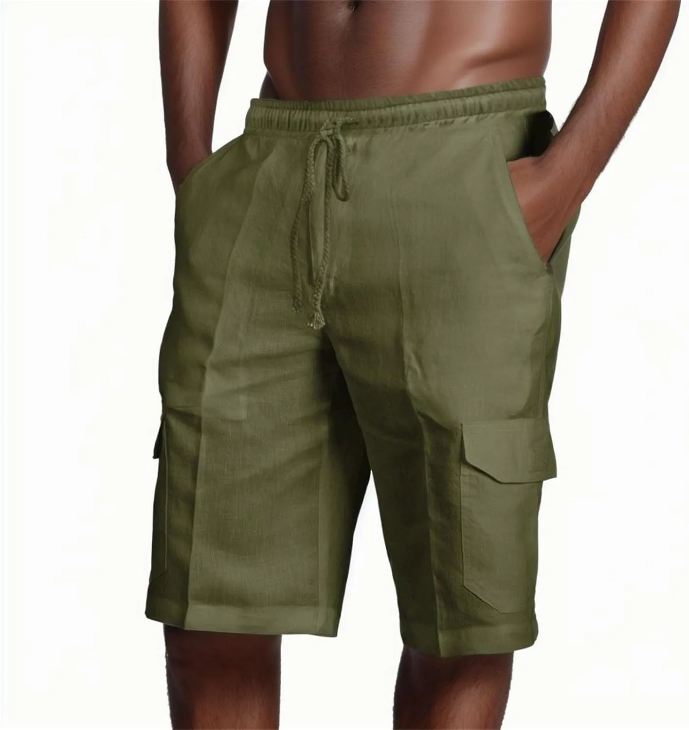 Cargo Shorts for Men Big and Tall Elastic Waist Lightweight Summer Shorts Stretch Baggy Outdoor Hiking Pants with Pockets