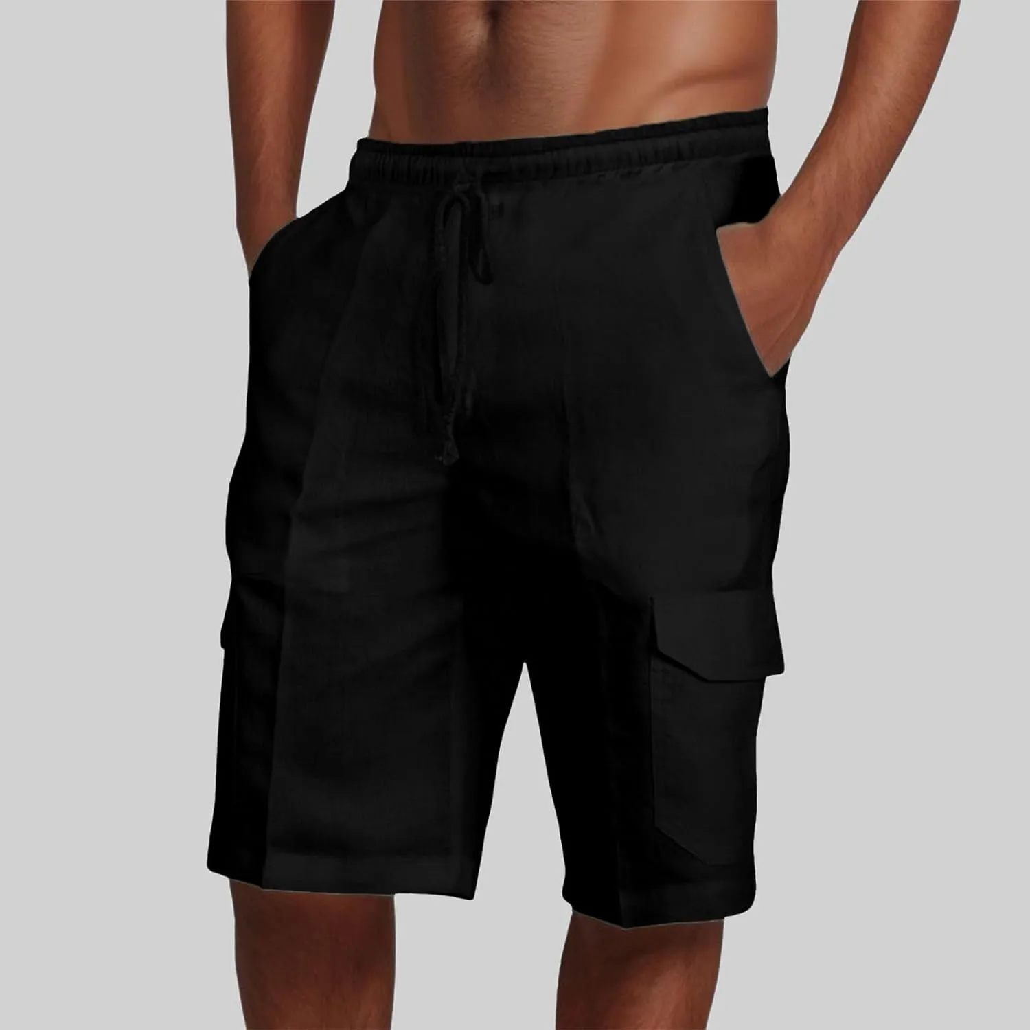 Cargo Shorts for Men Big and Tall Elastic Waist Lightweight Summer Shorts Stretch Baggy Outdoor Hiking Pants with Pockets