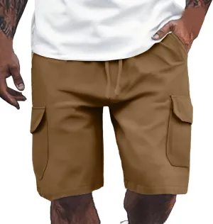 Cargo Shorts for Men Big and Tall Elastic Waist Lightweight Summer Shorts Stretch Baggy Outdoor Hiking Pants with Pockets