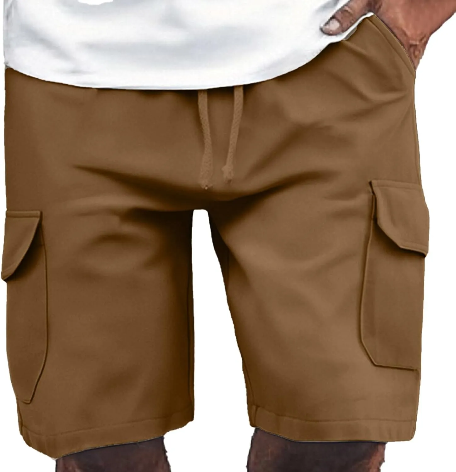 Cargo Shorts for Men Big and Tall Elastic Waist Lightweight Summer Shorts Stretch Baggy Outdoor Hiking Pants with Pockets