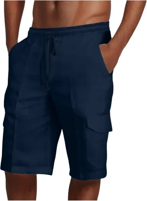 Cargo Shorts for Men Big and Tall Elastic Waist Lightweight Summer Shorts Stretch Baggy Outdoor Hiking Pants with Pockets