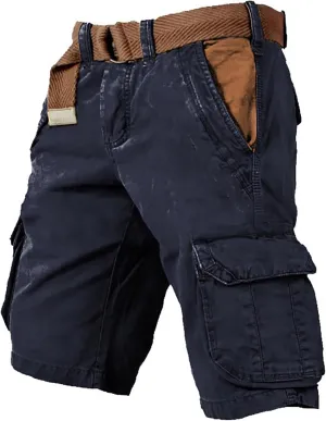 Cargo Shorts for Men Denim Shorts Ripstop Vintage Breathable Jeans Loose Fit Camping Biking Trunks with Multi-Pockets