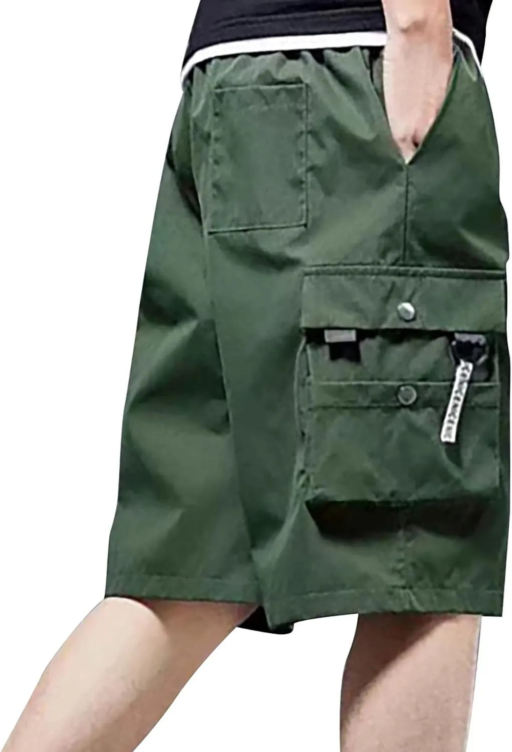Cargo Shorts for Men Stretch Waist Casual Lightweight Relaxed Fit Hiking Pants Baggy Summer Shorts with Multi Pockets