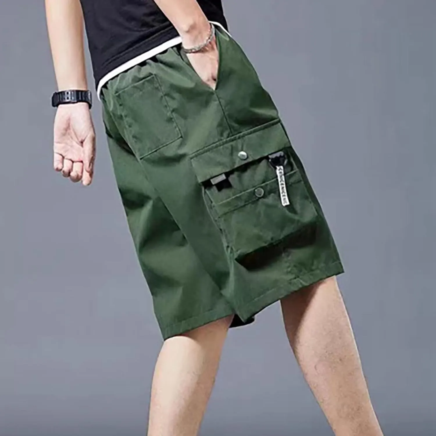 Cargo Shorts for Men Stretch Waist Casual Lightweight Relaxed Fit Hiking Pants Baggy Summer Shorts with Multi Pockets