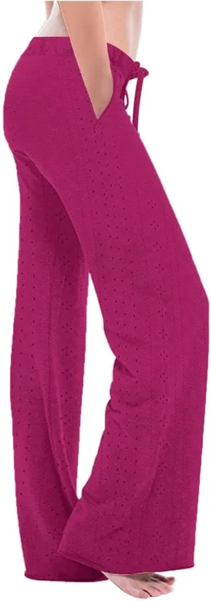 Casual Pants for Women Elastic High Waisted Straight Leg Trousers Lounge Casual Beach Comfy Bottoms with Pockets
