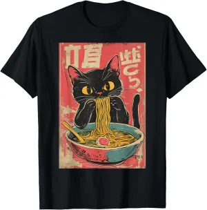 Cat Ramen Anime Japanese Funny Graphic Tees Kawaii T-Shirt
