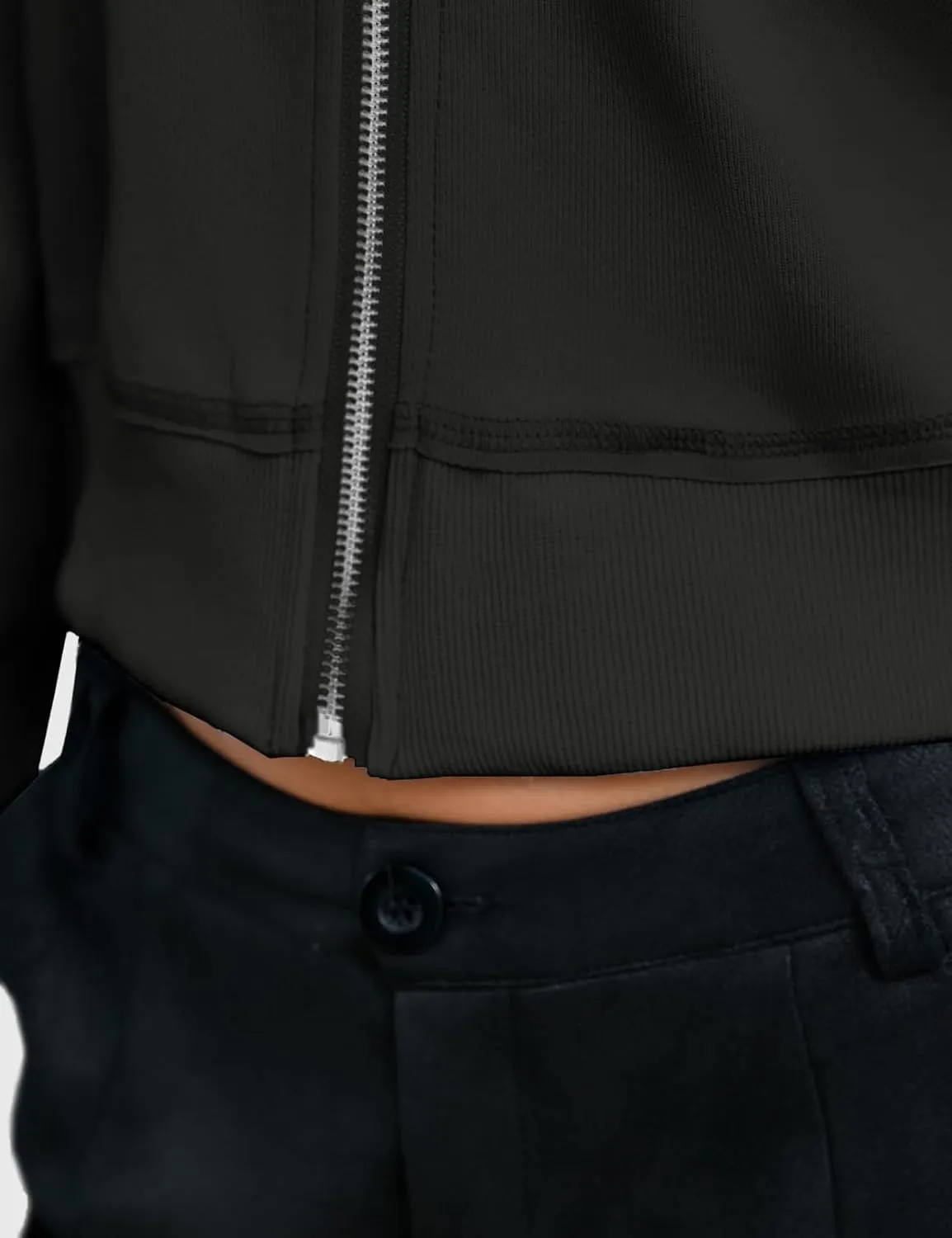 CHERFLY Cropped Jackets for Women 2025 Zip Up Hoodies Casual Spring Coats