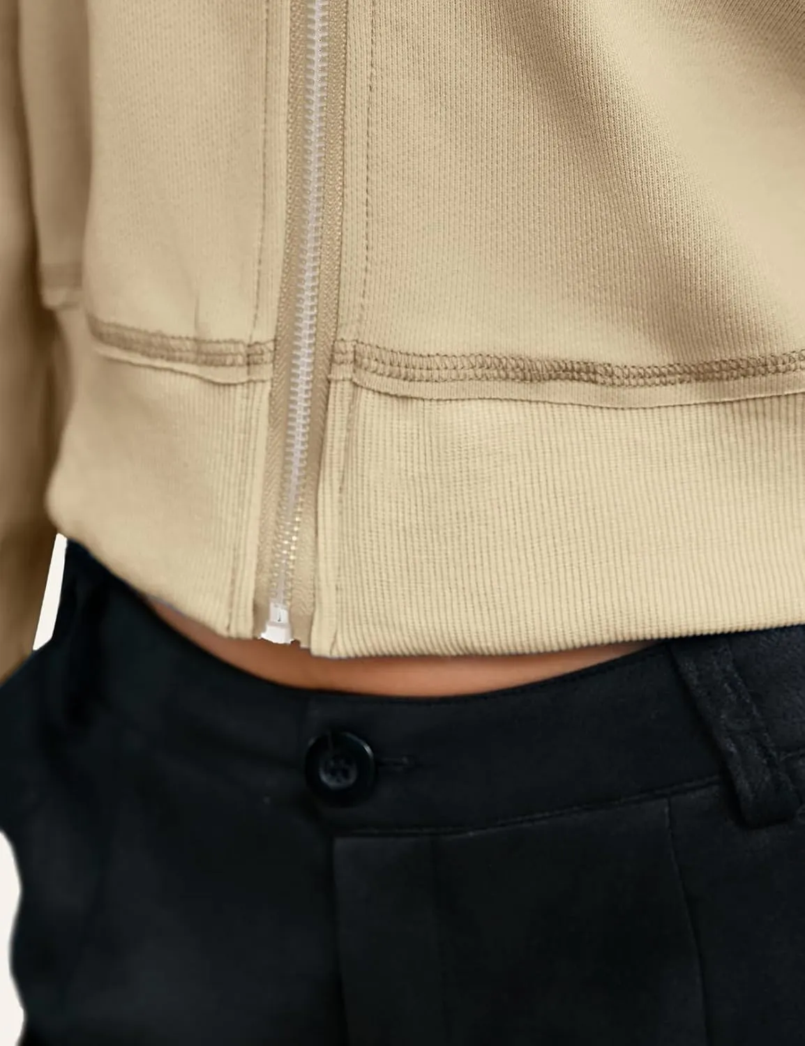 CHERFLY Cropped Jackets for Women 2025 Zip Up Hoodies Casual Spring Coats